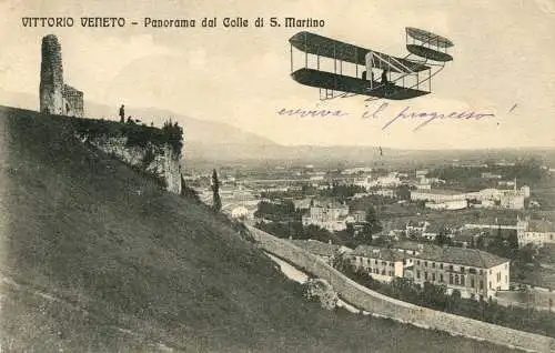 Vittorio Veneto - Postkarte vom Colle di San Martino mit Fahrzeug