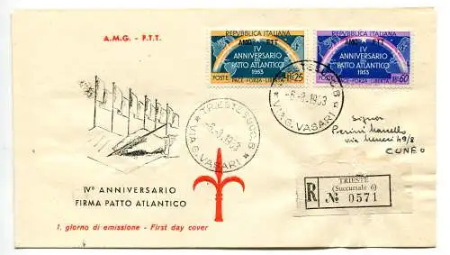 Triest A - Atlantikpakt auf Umschlag FDC Racc.