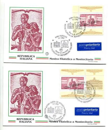 Montecitorio 2003 aus Bogenwinkelheft auf FDC