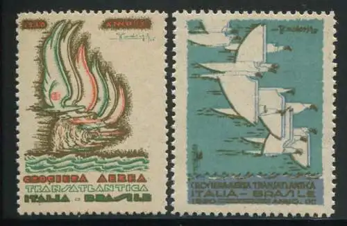 1930 Transatlantik-Flugkreuzfahrt - Die beiden Gedenk-Erinnophilen - Balbo