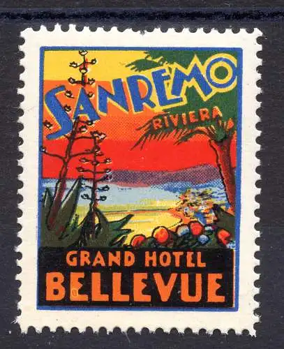 Erinnofilo Grand Hotel Bellevue Sanremo