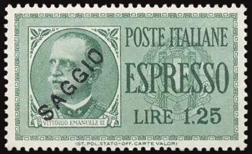 Espresso Lire 1,25 Vitt. Emanuel III mit Aufdruck SAGGIO