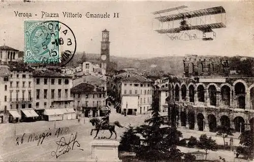 Verona Flugzeugwettbewerbe - Postkarte Ansicht Piazza Vittorio Emanuele II