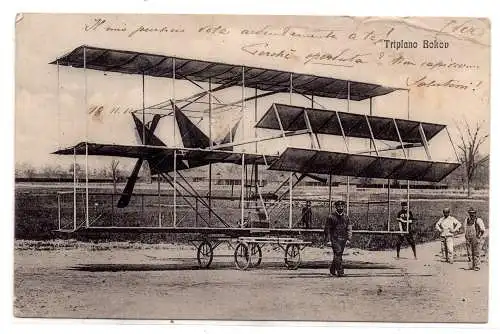 Bokov Dreidecker - Postkarte mit Flugzeug im Vordergrund