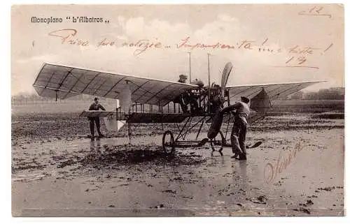 Eindecker L'Albatros - Postkarte mit Flugzeug im Vordergrund