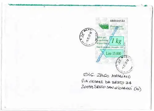 Postacelere 1 Kg. Nr. 4 mit Stempel Verlängerung Ablauf 30.6.98 hellblau