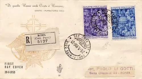 Heiliges Jahr auf FDC Venedig Racc. Express von Rom nach Stadt