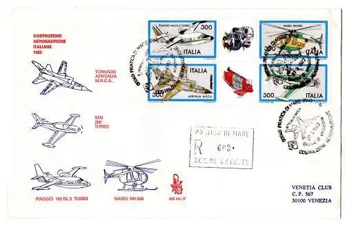 Italien 1982 Flugzeugbau Block auf FDC Venetien gereist