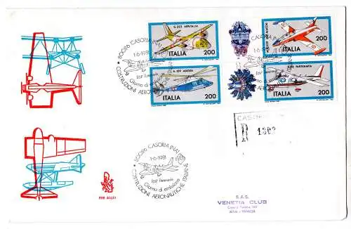 Italien 1981 Flugzeugbau Block auf FDC Venetia Racc