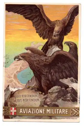 Militärische Luftfahrt - Schöne polychrome Postkarte Adler