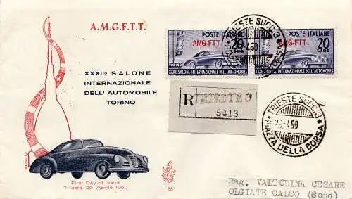 Autosalon '50 Paar auf FDC Venedig