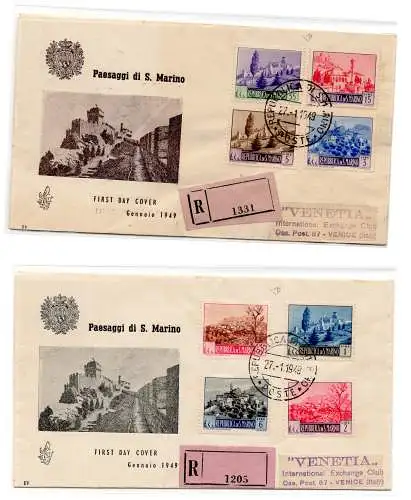 San Marino - Landschaften '49 auf FDC Venedig