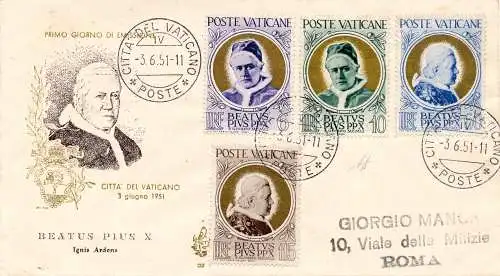 Vatikan - Seligsprechung Papst Pius X. auf FDC Venedig