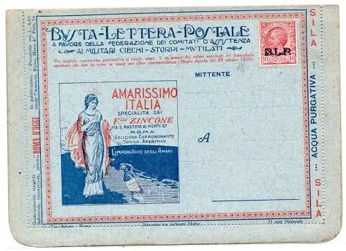 Nazionale 31 Amarissimo Italia - B.L.P frankiert mit Cent. 10 II. 1