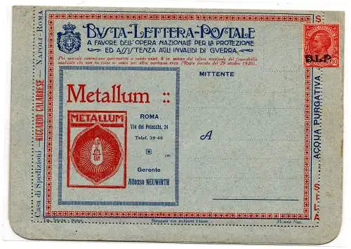 National 35 Metallum - B.L.P frankiert mit Cent. 10 II. Typ Nr. 5