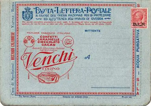 Nationalmannschaft 36 Venchi - B.L.P. frankiert mit Cent. 10 II. Typ Nr. 5