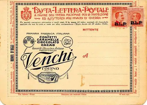 Nationalmannschaft 47 Venchi - B.L.P. frankiert mit Cent. 20 + 30