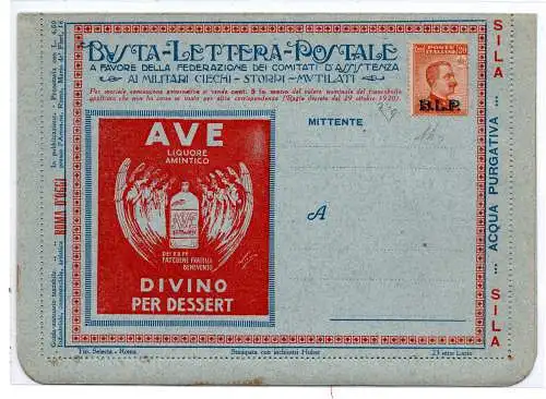 Lazio Serie 23 AVE Likör - B.L.P frankiert mit Cent. 20 Nr. 7