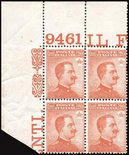 Michetti Cent. 20 Nr. 109 Viertel a. von f. mit Tischnummer 9461