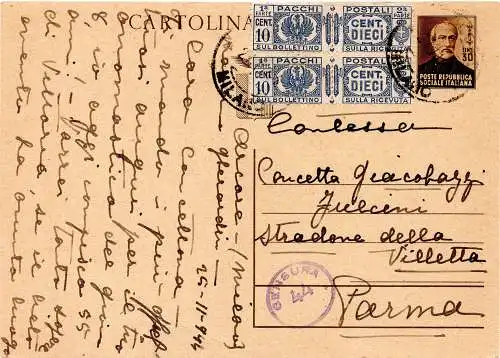 Notfall - Postpakete Cent. 10 Nr. 25 zwei gebrauchte Exemplare