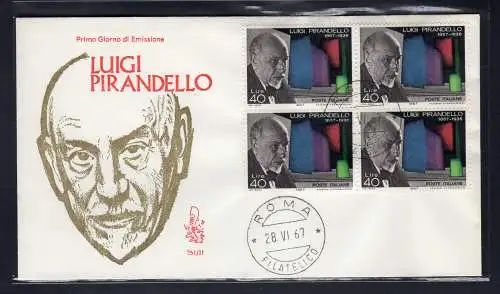 Italien FDC Venetia 1967 Pirandello Viertel nicht gereist