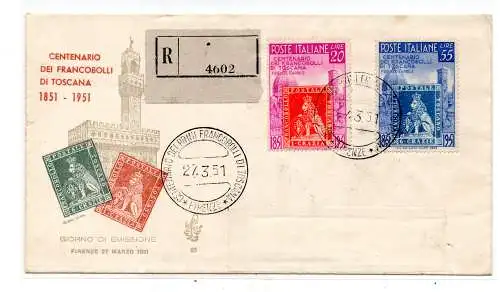 Hundertjahrfeier der Toskana auf Umschlag FDC Venetia Racc.