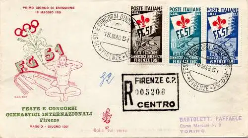 Gymnastik auf Umschlag FDC Venetia Racc.