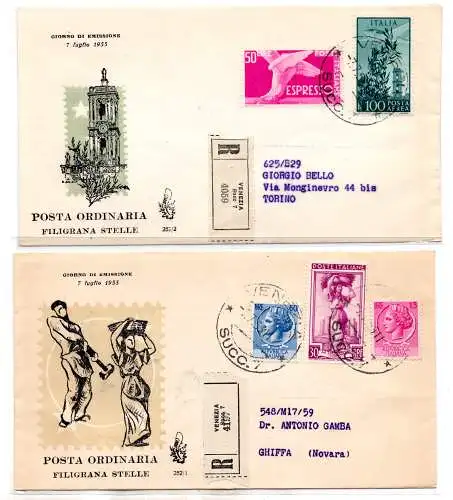 1955 - Syrakus, Arbeit Luftpost auf Umschlag FDC Venetia