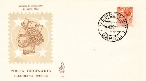 Syrakus Lire 80 auf Umschlag FDC Venetia nicht gereist