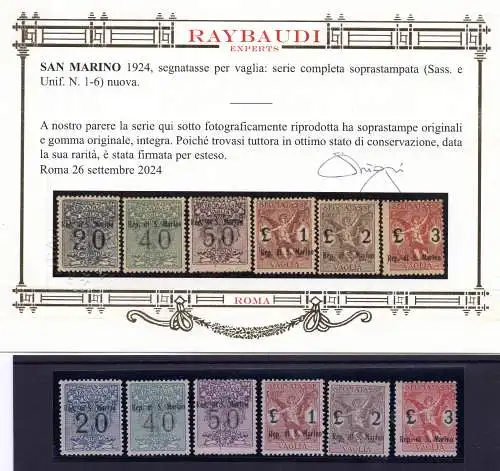 Steuermarken Vaglia Nr. 1/6 die Raybaudi Gold Certified Series - MNH