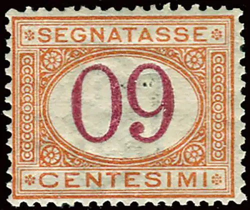 Segnatasse Cent. 60 umgedrehte Ziffern - Naturmarke mit Gesichtswert 09 Cent