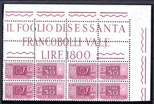 Postpakete l. 30 IPZS Sterne IV Block mit Lochwinkel