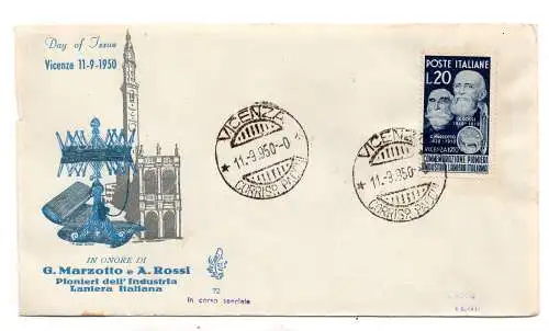 Italien 1950 Lanieri auf FDC Venetia nicht gereist