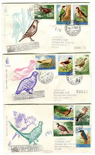 San Marino 1960 Vögel auf Umschlag FDC Venetia Racc.