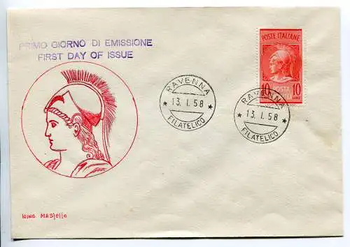 1958 - Lire 10 Pneumatische Post auf FDC abgebildet - Venedig existiert nicht