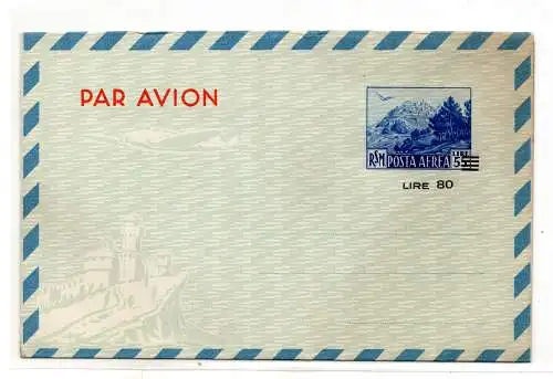 San Marino Aerogramma Lire 80 von 55 Ansicht Nr. Bei 6 Sorten