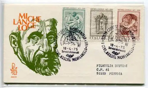 Italien FDC Venetia 1975 Michelangelo reiste nach Italien