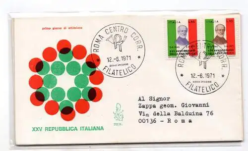 Italia FDC Venetia 1971 25. Ann. Republik nach Italien gereist