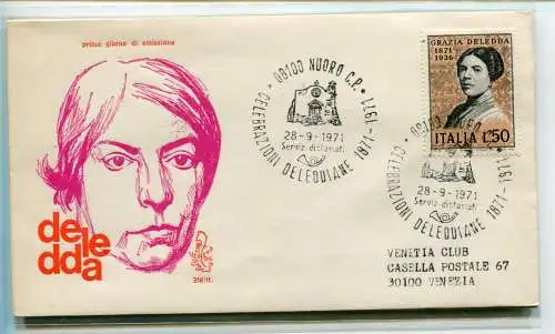 Italien FDC Venetia 1971 Grazia Deledda reiste nach Italien