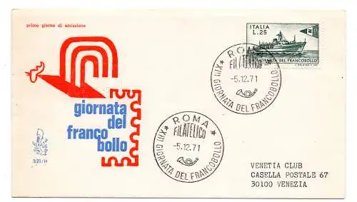 Italia FDC Venetia 1971 Gior. del Franc. nach Italien gereist