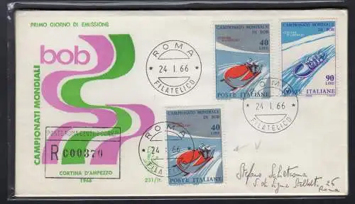 Italien FDC Venetia 1966 Bob gereist Racc. für Italien 682