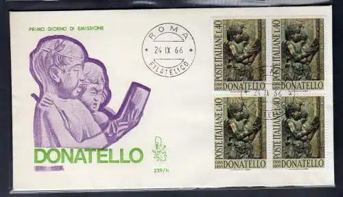 Italien FDC Venetia 1966 Donatello Viertel nicht gereist