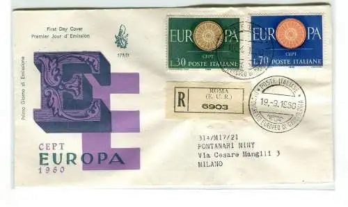 Italien FDC Venetia 1960 Europa gereist Racc. für Italien