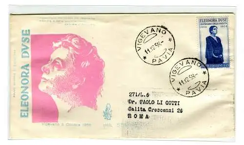 Italien FDC Venetia 1958 Eleonara Duse nicht gereist