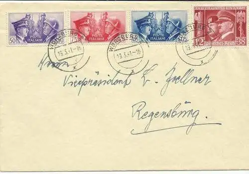 Bruderschaft + Briefmarke aus Deutschland auf Umschlag