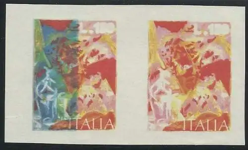 Arte'76 Lire150 Boccioni Farbtest ungezähnt ohne Druck schwarz