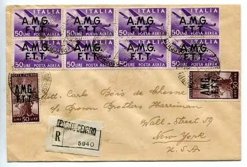 Triest A - Luftpost 50 Lire auf FDC