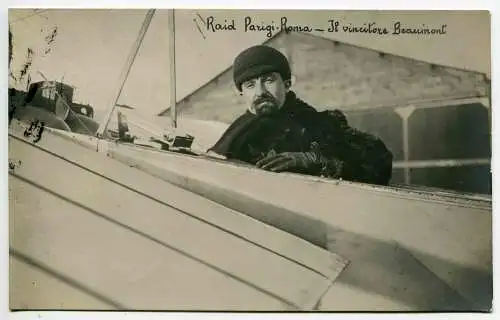 1911 Raid Paris - Rom - Fotokarte, der Pilot Sieger Beaumont