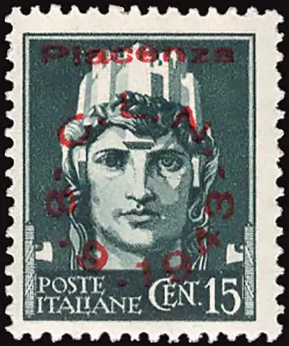 C.L.N. Piacenza - Cent. 15 Paschetto mit Aufdruck Piacenza C.L.N