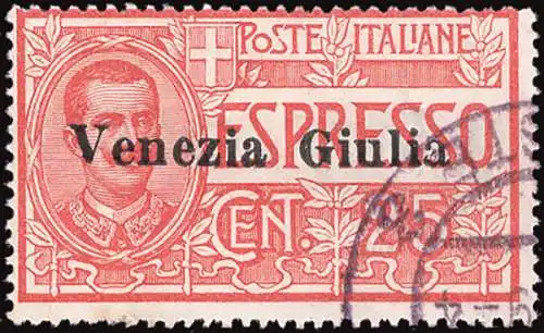 Venezia Giulia - Espresso 25 c. rosso Nr. 1 gebraucht